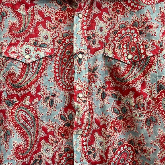 Ralph Lauren Paisley Western Button Down Shirt Pearl Snap Button Sz 12 Slim Fit - Picture 5 of 13